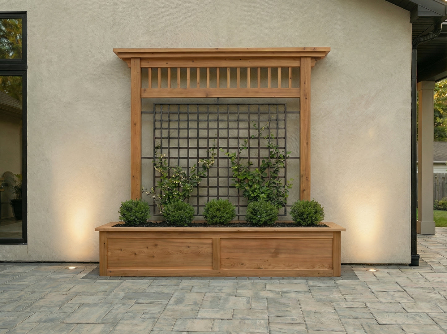 Palisade Trellis with Planter – Cedar Grid