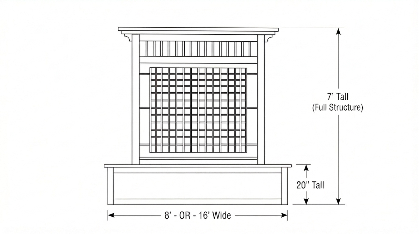 Palisade Trellis with Planter – Cedar Grid