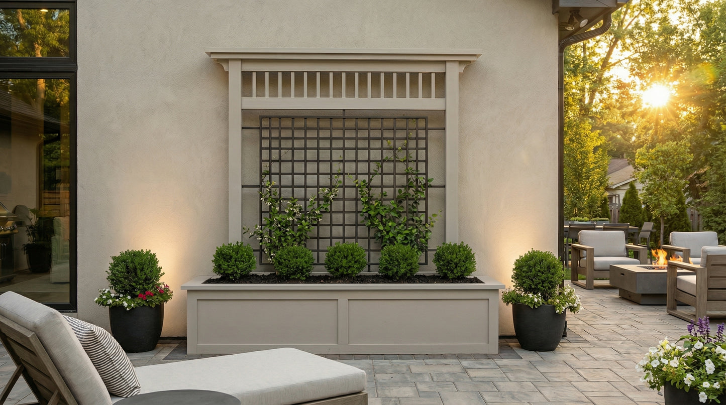 Palisade Trellis with Planter – Cedar Grid