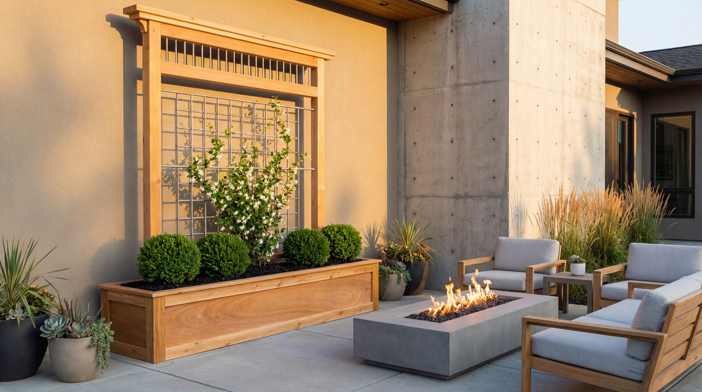 Palisade Trellis with Planter – Steel Grid