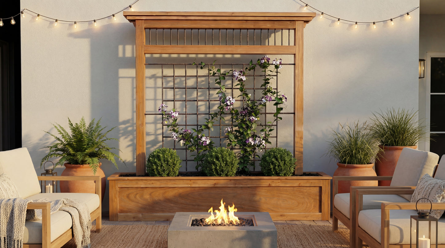 Palisade Trellis with Planter – Steel Grid